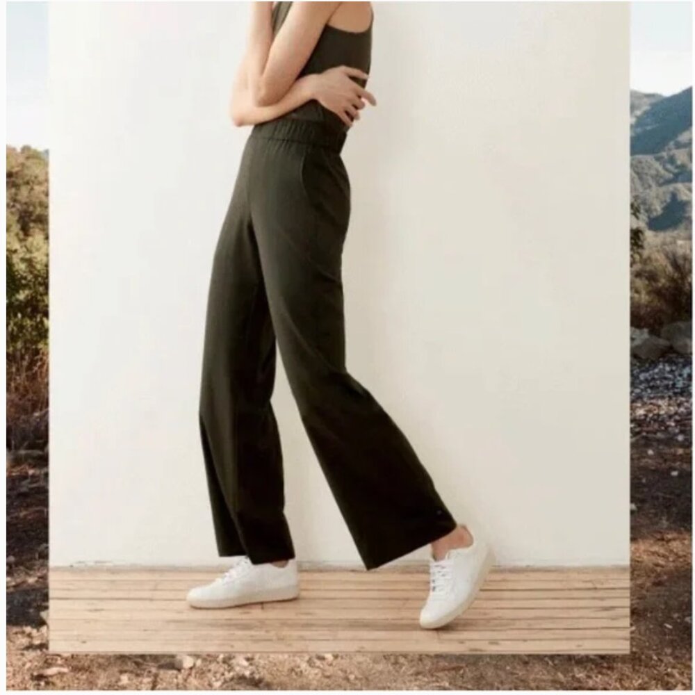 ADAY Womens Cool Cat Pants XS Dark Green Cooling Adjustable Snap Hem High Rise